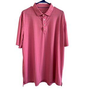 Johnnie-O Short Sleeve Mens XL Polyester/Spandex Pink Patterned Polo Shirt